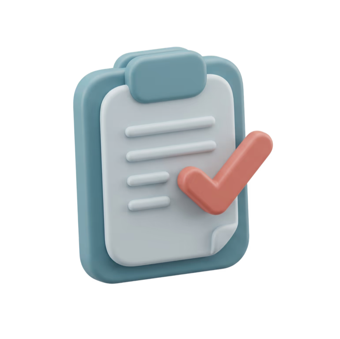 A checklist with a checkmark