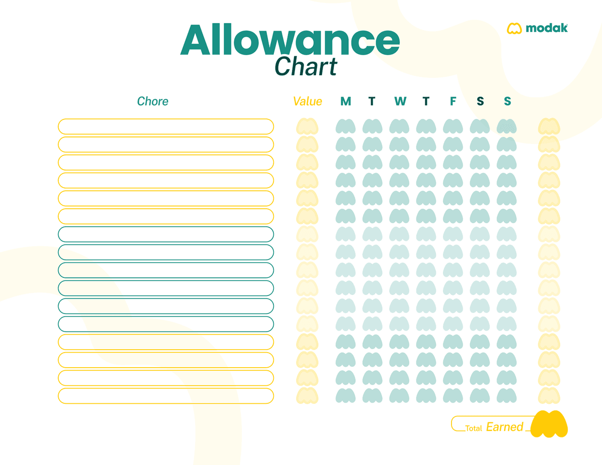 Free printable allowance chore chart