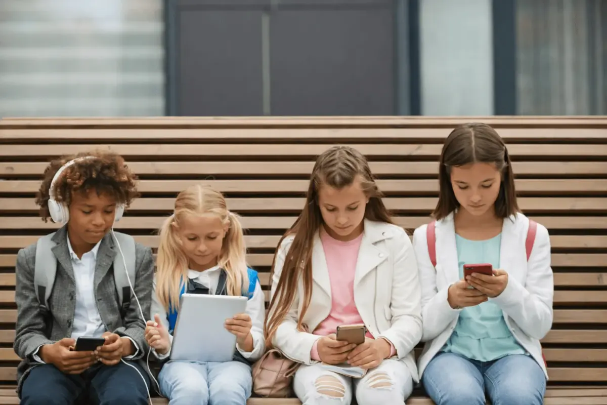 Kids using mobile phones