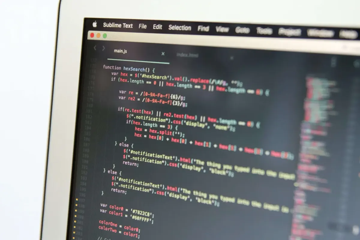 Computer screen with code