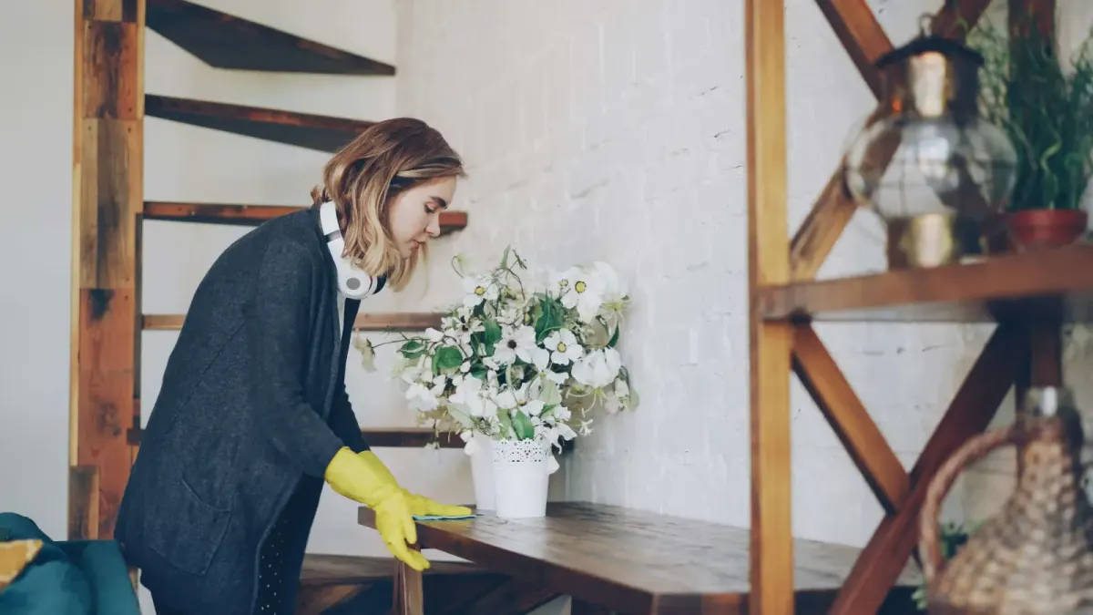 Girl cleaning