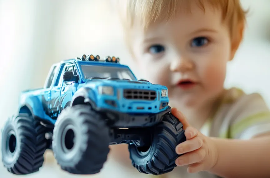Todler picking up a toy