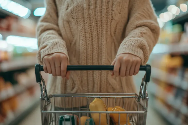 Girl helping with grocery shopping
