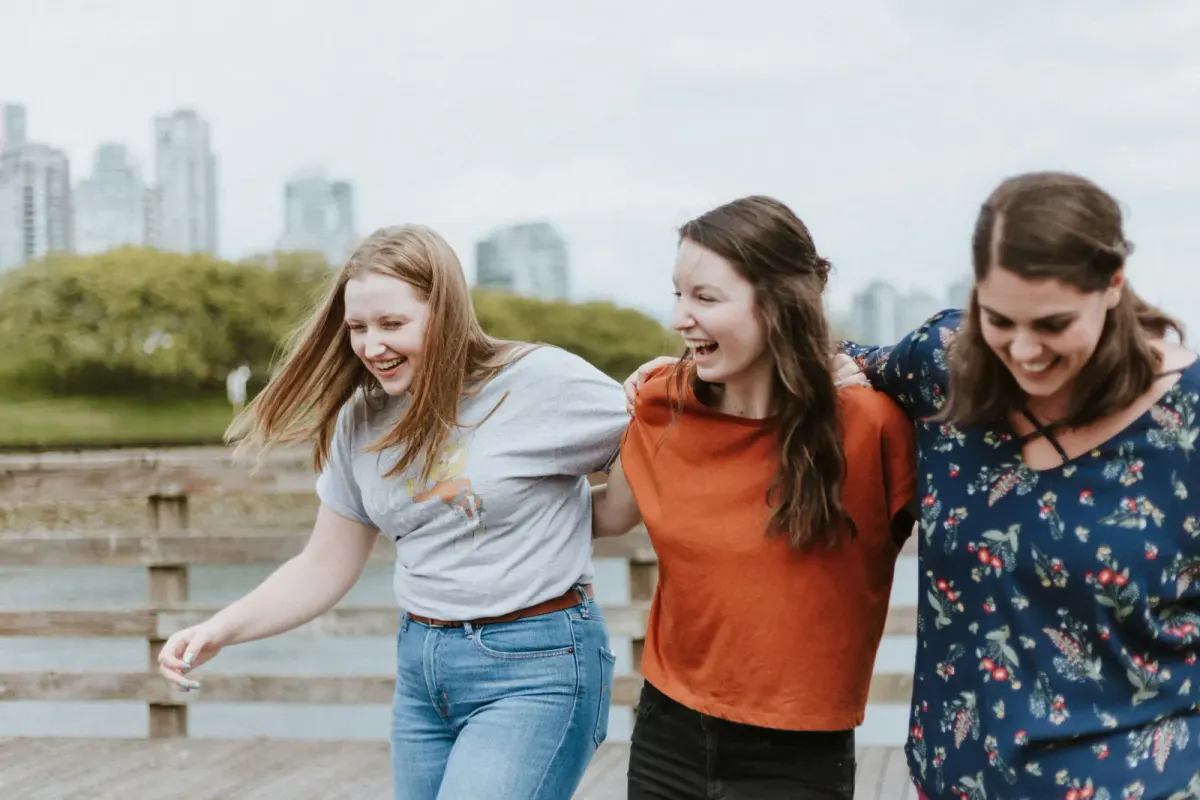 Three friends having fun