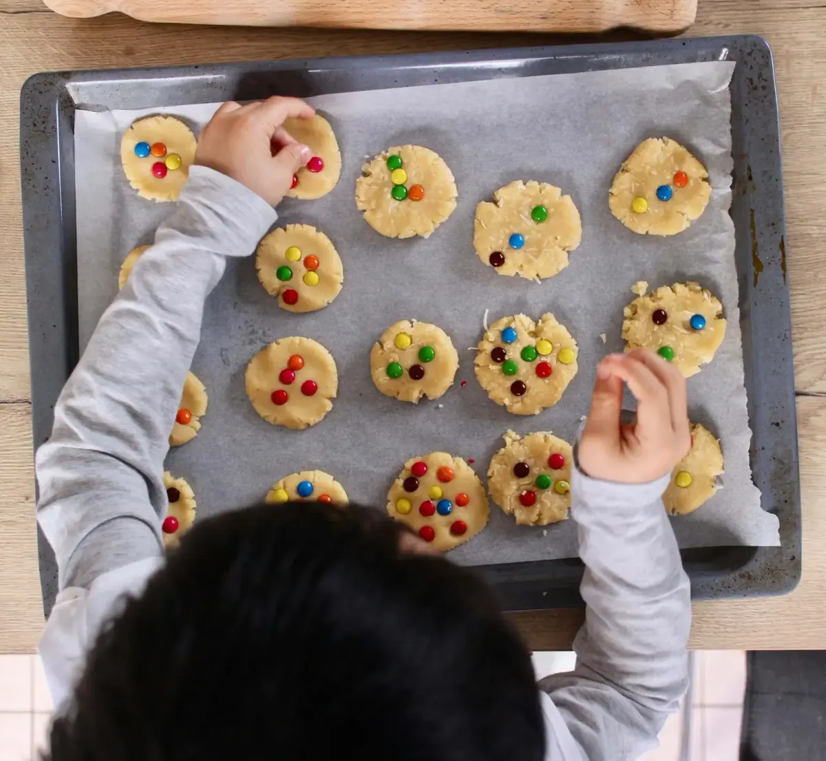 Kid baking cookies