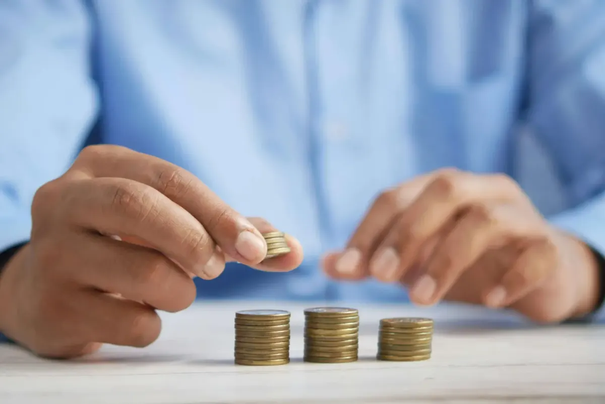 Coins on top a desk