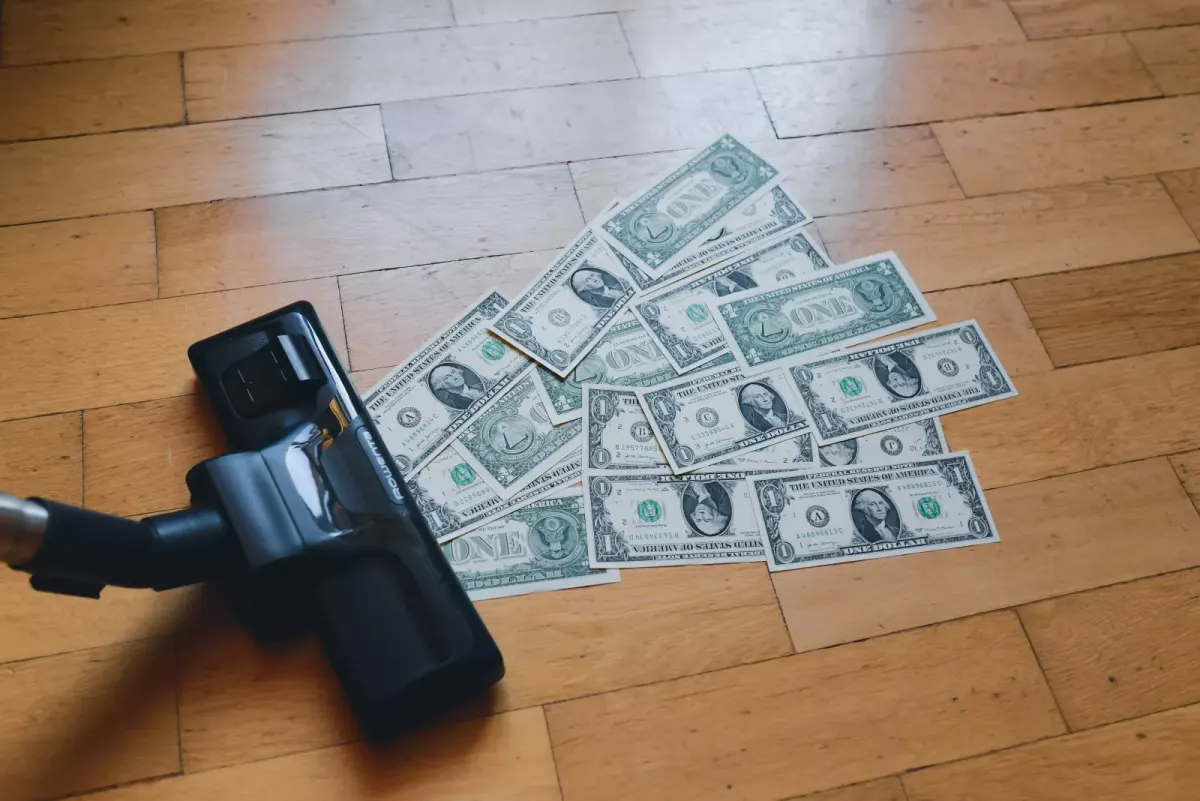 Vacuum and one dollar bills