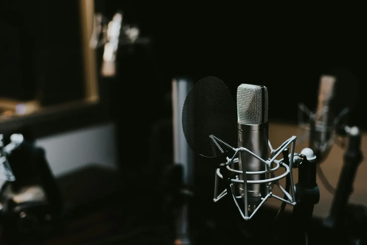 Microphone in a record studio