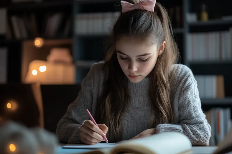 Girl doing her homework