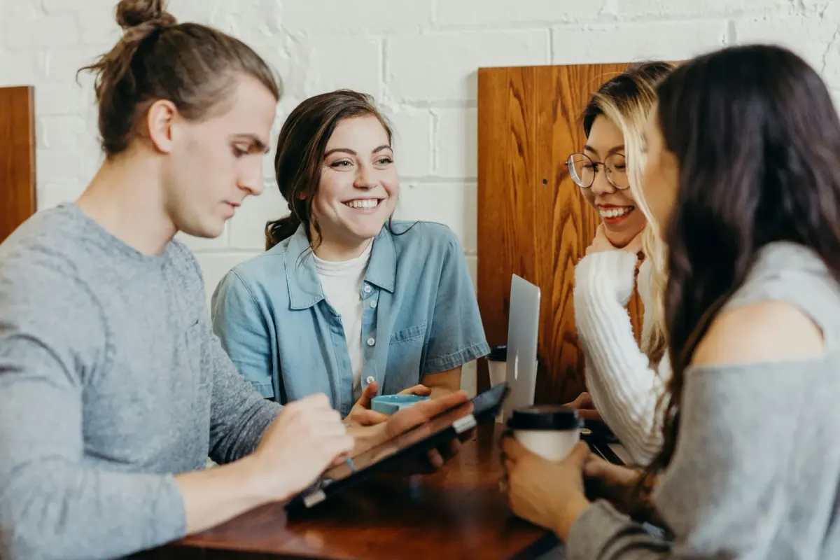Young adults networking at work