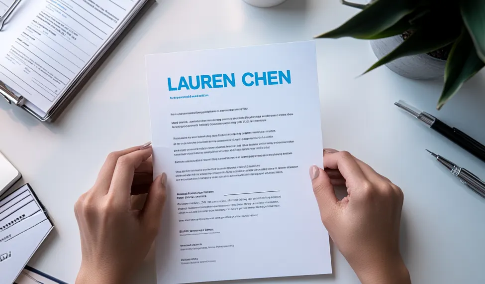 Girl holding a resume