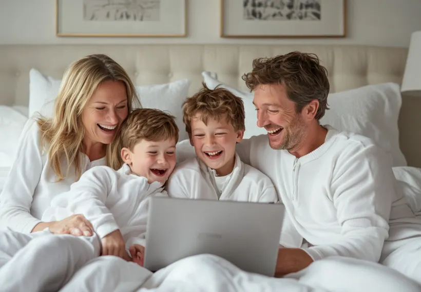 Happy family learning