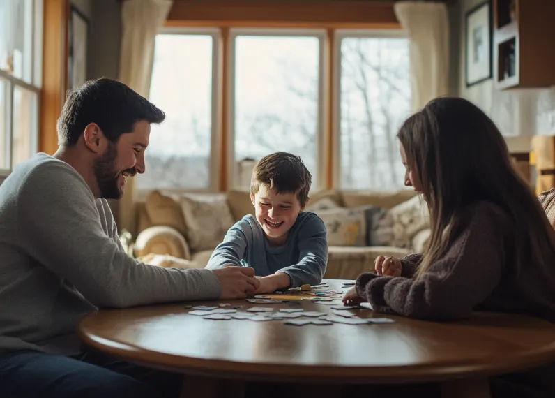 Parents teaching their kid about money